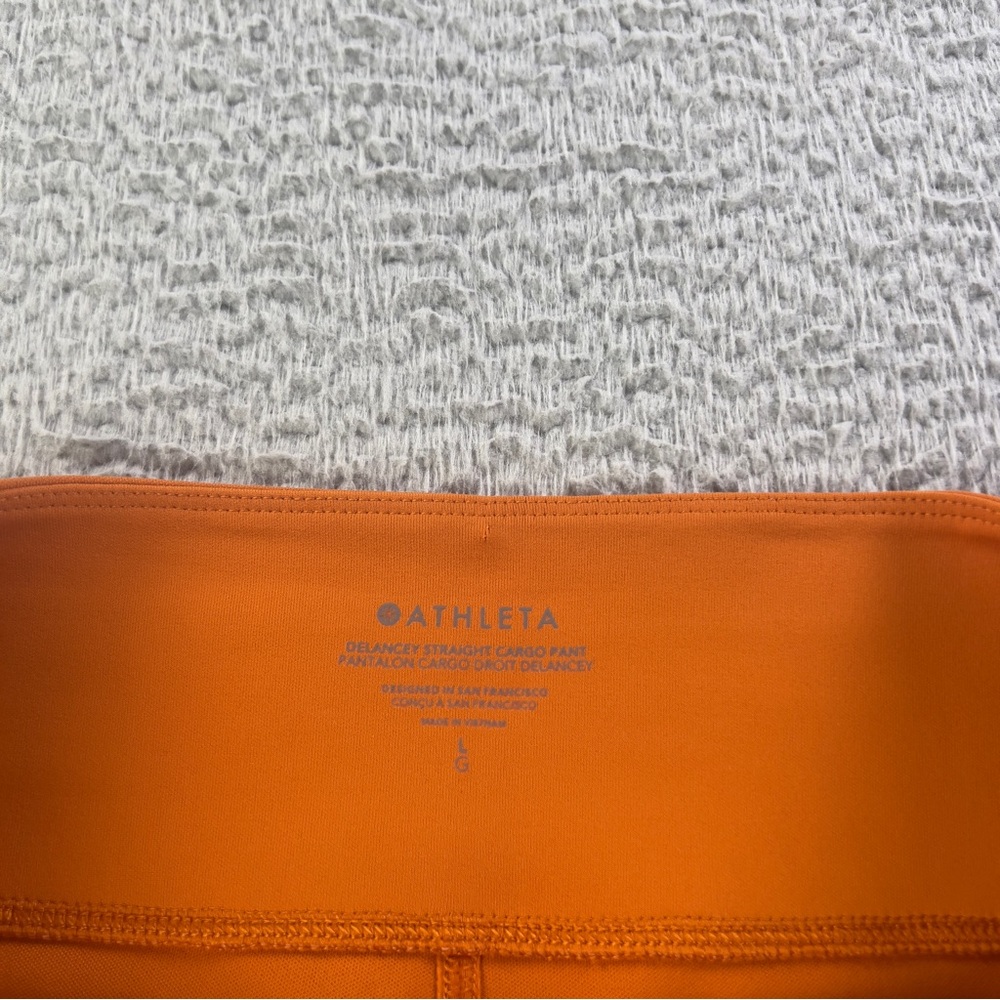 Athleta Delancey Straight Cargo Pants Women Large Orange Pull On Athletic Preppy - Picture 8 of 9